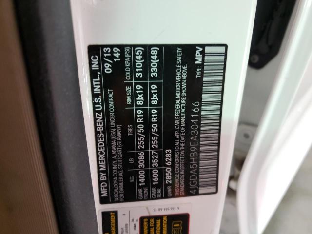 4JGDA5HB9EA304166 - 2014 MERCEDES-BENZ ML 350 4MATIC WHITE photo 14