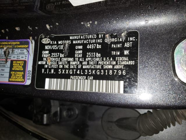 5XXGT4L35KG318796 - 2019 KIA OPTIMA LX BLUE photo 12