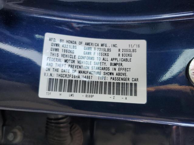 1HGCR2F56HA114867 - 2017 HONDA ACCORD SPORT BLUE photo 13