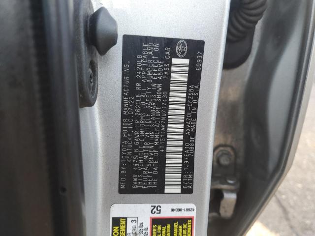 4T1G11AK7NU717430 - 2022 TOYOTA CAMRY SE 银色 照片 12