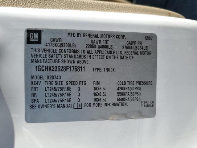 1GCHK23628F176811 - 2008 CHEVROLET SILVERADO K2500 HEAVY DUTY WHITE photo 12