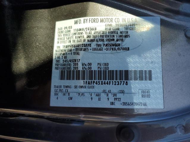 1FAFP45X44F123778 - 2004 FORD MUSTANG GT GRAY photo 13