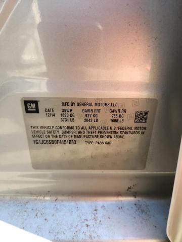 1G1JC6SB0F4151833 - 2015 CHEVROLET SONIC LT SILVER photo 12