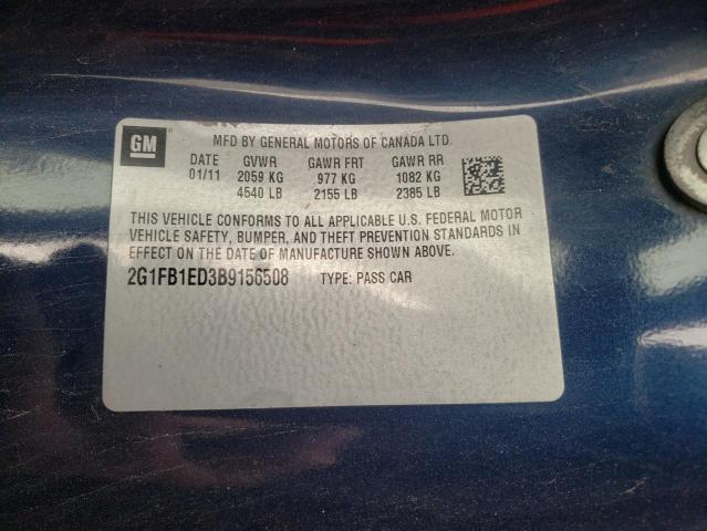 2G1FB1ED3B9156508 - 2011 CHEVROLET CAMARO LT BLUE photo 12