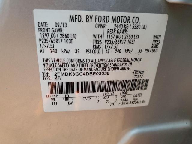 2FMDK3GC4DBE03038 - 2013 FORD EDGE SE SILVER photo 13