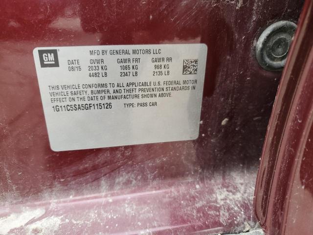 1G11C5SA5GF115126 - 2016 CHEVROLET MALIBU LIM LT 栗色 照片 12