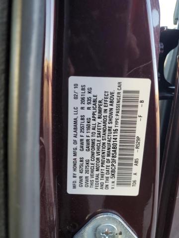 5KBCP3F85AB014116 - 2010 HONDA ACCORD EXL MAROON photo 12