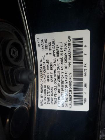 2HGFC2F54HH514572 - 2017 HONDA CIVIC LX BLACK photo 12