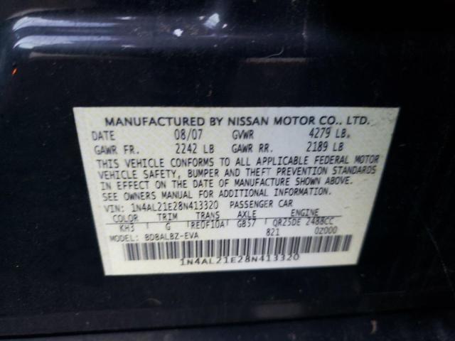 1N4AL21E28N413320 - 2008 NISSAN ALTIMA 2.5 BLACK photo 12