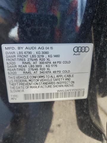 WA1LGAFE1FD025213 - 2015 AUDI Q7 PREMIUM PLUS BLACK photo 13