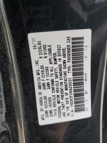 1HGCR2F3XHA256220 - 2017 HONDA ACCORD LX BLACK photo 12