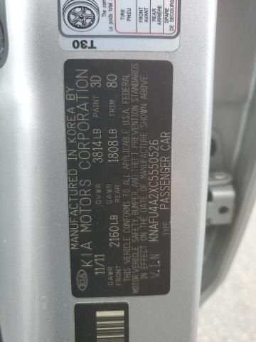 KNAFU4A2XC5550526 - 2012 KIA FORTE EX 银色 照片 12
