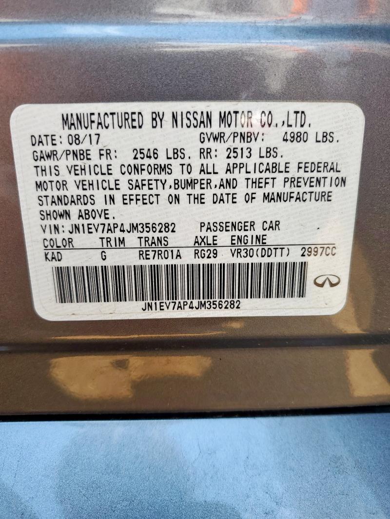 JN1EV7AP4JM356282 - 2018 INFINITI Q50 LUXE ნაცრისფერი ფოტო 12