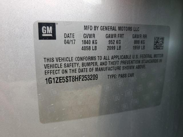 1G1ZE5ST8HF253209 - 2017 CHEVROLET MALIBU LT ვერცხლისფერი ფოტო 12