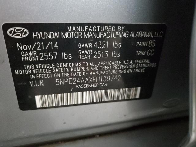 5NPE24AAXFH139742 - 2015 HYUNDAI SONATA ECO GRAY photo 12