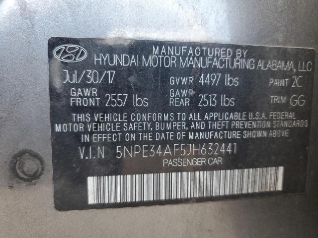 5NPE34AF5JH632441 - 2018 HYUNDAI SONATA SPORT GRAY photo 12