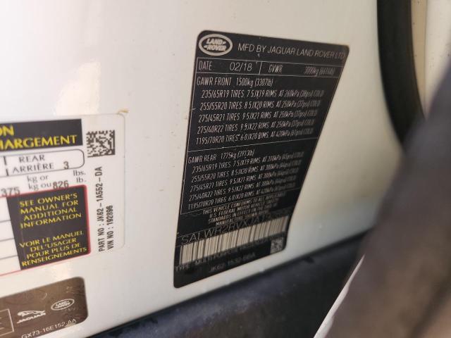 SALWR2RVXJA192896 - 2018 LAND ROVER RANGE ROVE HSE WHITE photo 14