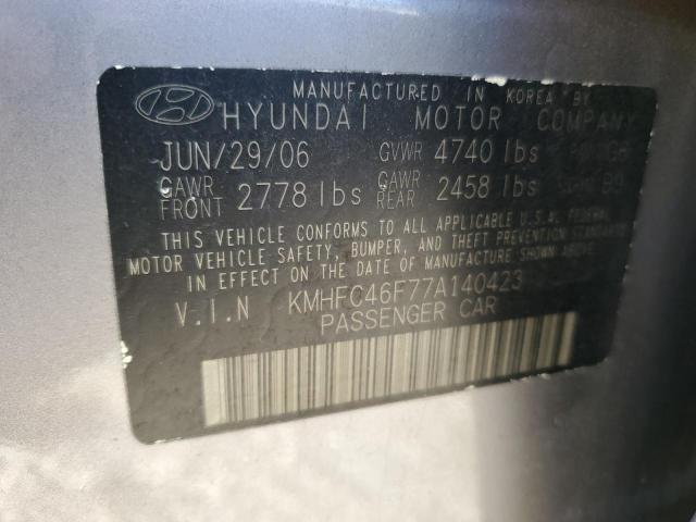 KMHFC46F77A140423 - 2007 HYUNDAI AZERA SE TAN photo 12