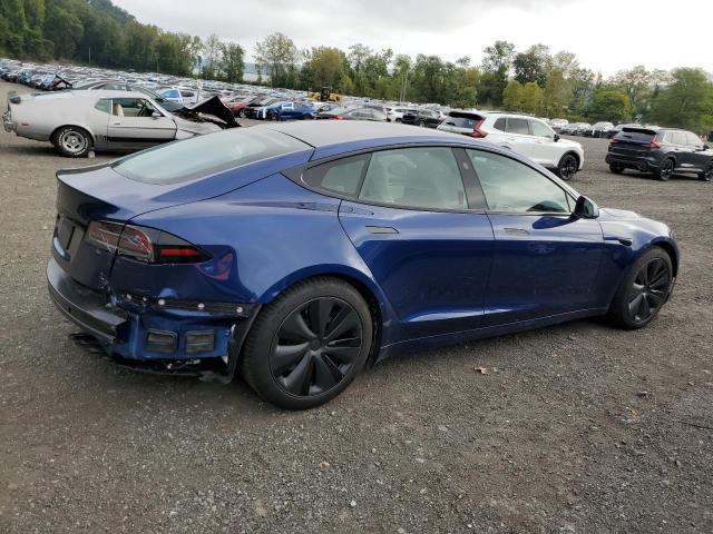 5YJSA1E53NF486652 - 2022 TESLA MODEL S Синій фото 3