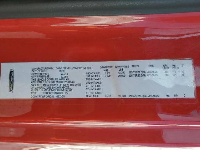 3AKJHPDV8LSKZ7028 - 2020 FREIGHTLINER CASCADIA 1 RED photo 11