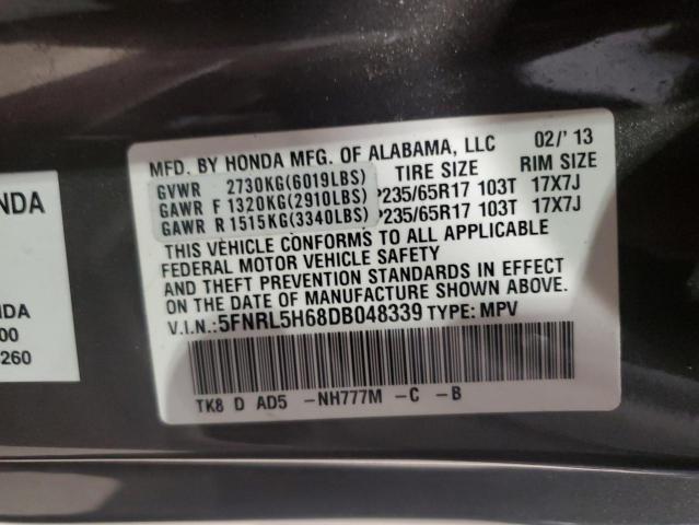 5FNRL5H68DB048339 - 2013 HONDA ODYSSEY EXL 灰色 照片 13