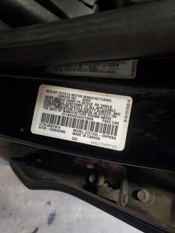 2T1KR32E53C013958 - 2003 TOYOTA COROLLA MA XR BLACK photo 12