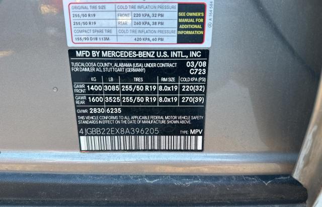 4JGBB22EX8A396205 - 2008 MERCEDES-BENZ ML 320 CDI BEIGE photo 10