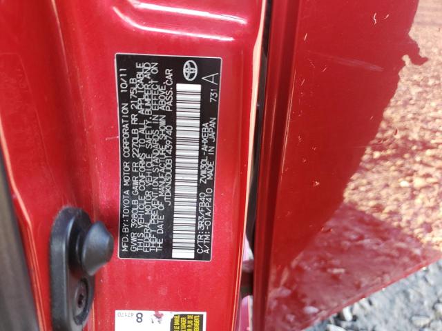 JTDKN3DU0B1439740 - 2011 TOYOTA PRIUS RED photo 12