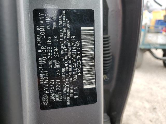 KMHLL4AG6MU142919 - 2021 HYUNDAI ELANTRA SE GRAY photo 12