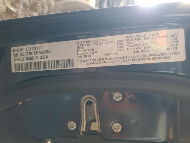 1C6RR7GTXMS583880 - 2021 RAM 1500 CLASS SLT ლურჯი ფოტო 12