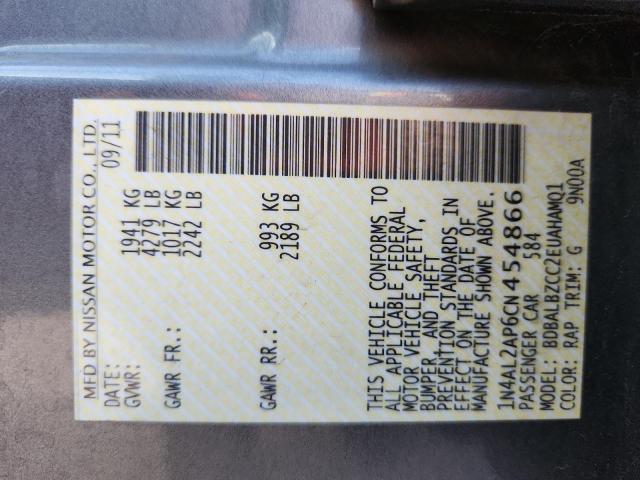 1N4AL2AP6CN454866 - 2012 NISSAN ALTIMA BASE GRAY photo 12