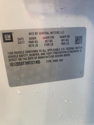 1G1ZE5ST7HF221495 - 2017 CHEVROLET MALIBU LT 白色 照片 12