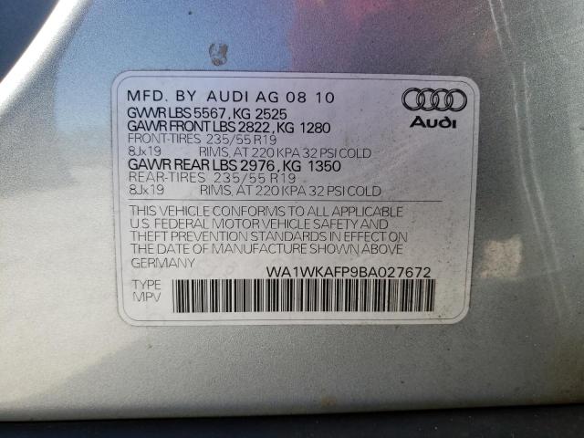 WA1WKAFP9BA027672 - 2011 AUDI Q5 PRESTIGE SILVER photo 12