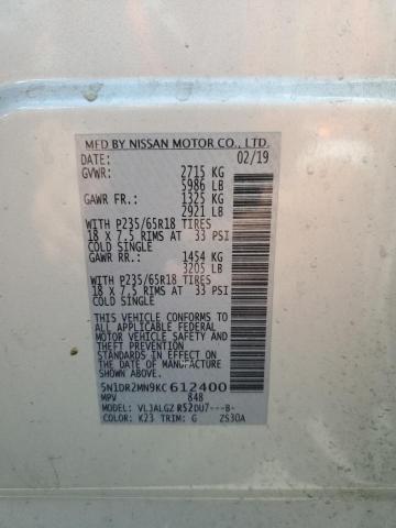 5N1DR2MN9KC612400 - 2019 NISSAN PATHFINDER S Silber Foto 12