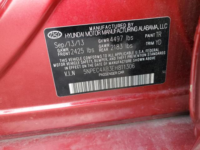 5NPEC4AB3EH811306 - 2014 HYUNDAI SONATA SE BURGUNDY photo 12