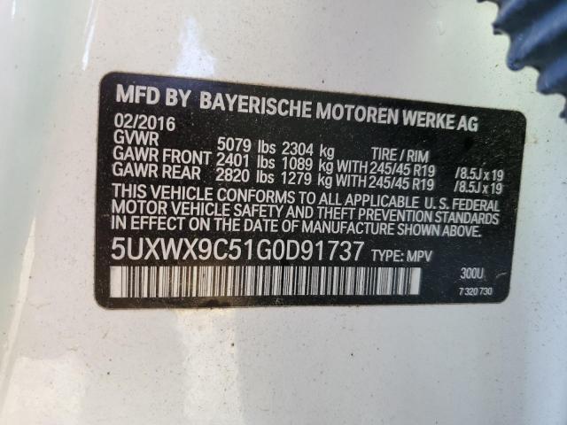 5UXWX9C51G0D91737 - 2016 BMW X3 XDRIVE28I WHITE photo 13