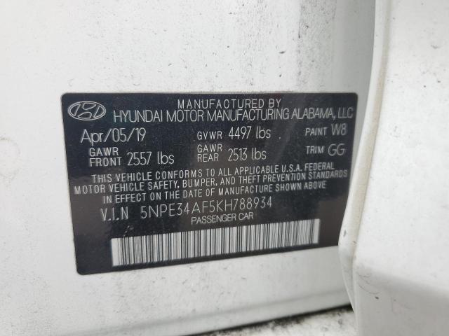 5NPE34AF5KH788934 - 2019 HYUNDAI SONATA LIMITED 白色 照片 13
