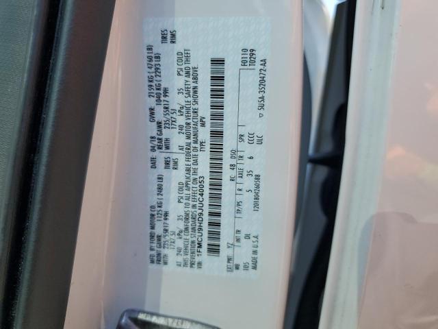 1FMCU9HD9JUC40053 - 2018 FORD ESCAPE SEL Սպիտակ լուսանկար 13