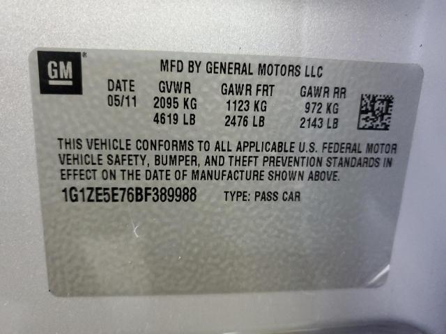 1G1ZE5E76BF389988 - 2011 CHEVROLET MALIBU LTZ ვერცხლისფერი ფოტო 12