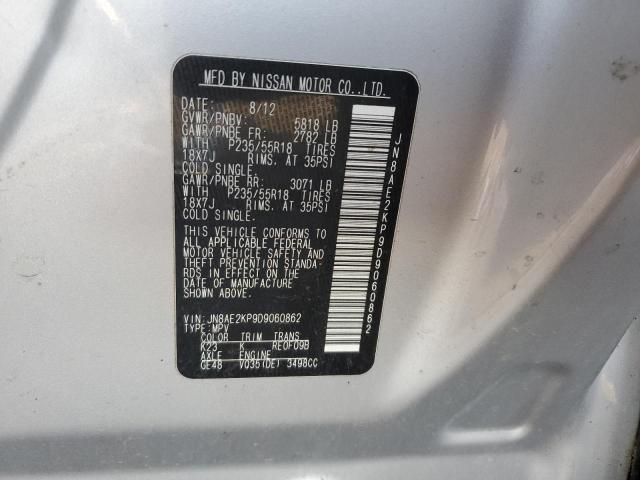 JN8AE2KP9D9060862 - 2013 NISSAN QUEST S SILVER photo 14