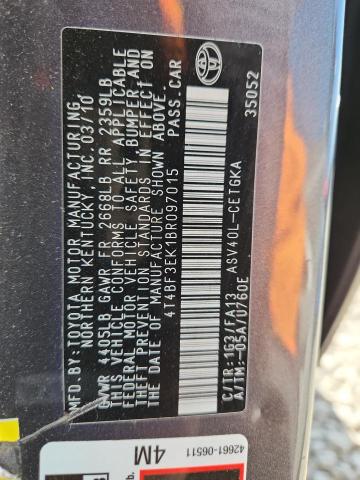 4T4BF3EK1BR097015 - 2011 TOYOTA CAMRY BASE ნაცრისფერი ფოტო 13