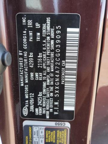 5XXGN4A72CG039095 - 2012 KIA OPTIMA EX MAROON photo 12