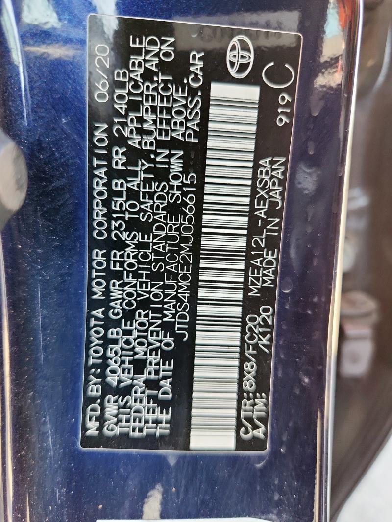 JTDS4MCE2MJ056615 - 2021 TOYOTA COROLLA SE 蓝色 照片 13