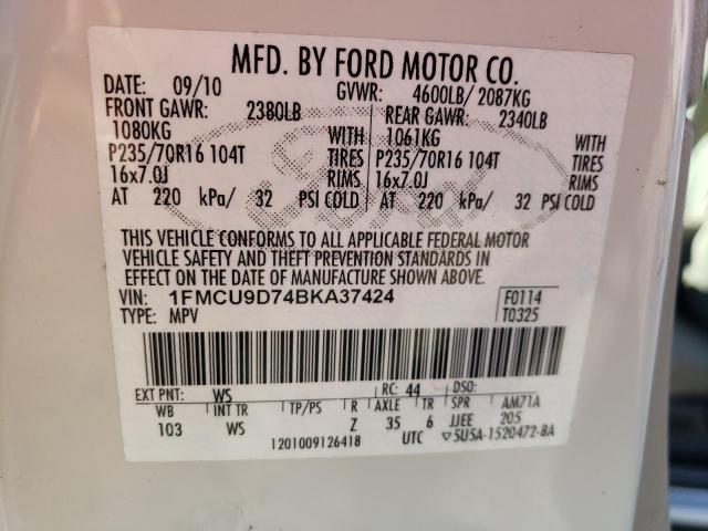 1FMCU9D74BKA37424 - 2011 FORD ESCAPE XLT WHITE photo 13