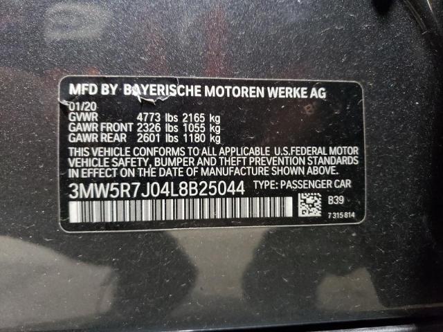 3MW5R7J04L8B25044 - 2020 BMW 330XI CHARCOAL photo 12