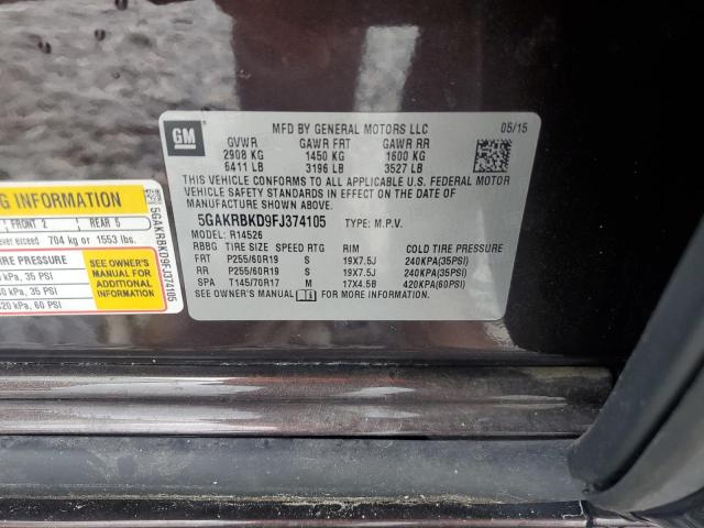 5GAKRBKD9FJ374105 - 2015 BUICK ENCLAVE ყავისფერი ფოტო 13