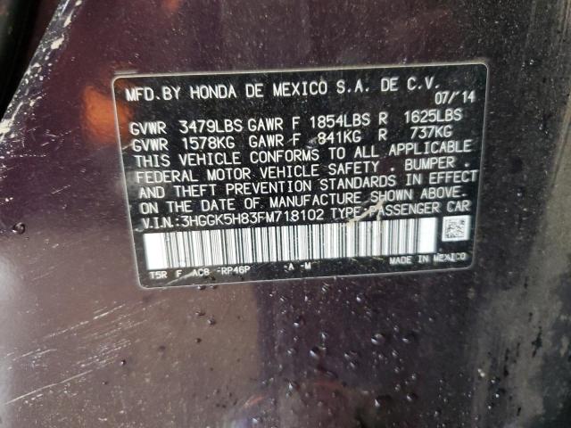 3HGGK5H83FM718102 - 2015 HONDA FIT EX PURPLE photo 13