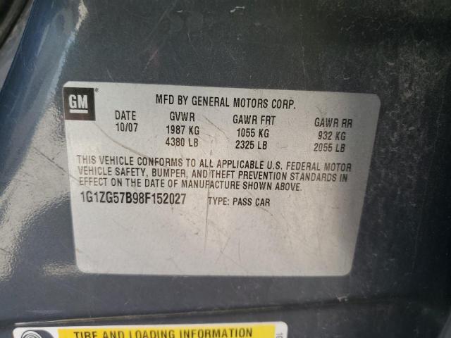 1G1ZG57B98F152027 - 2008 CHEVROLET MALIBU LS GRAY photo 12