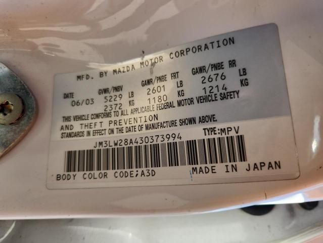 JM3LW28A430373994 - 2003 MAZDA MPV WAGON Ақ фото 13