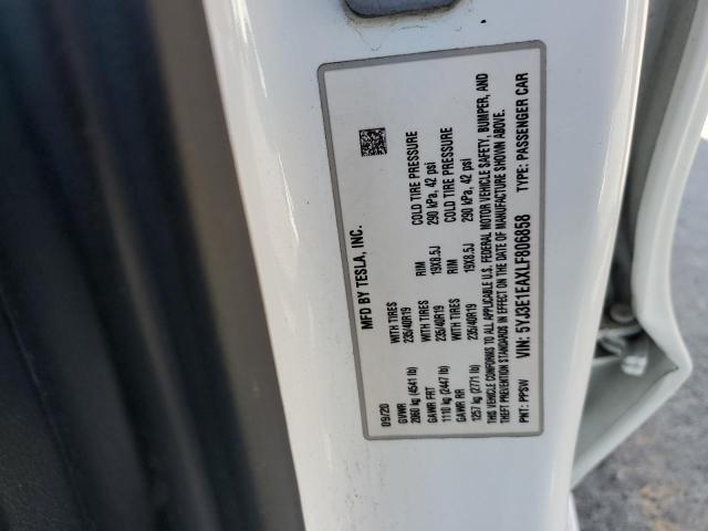5YJ3E1EAXLF806858 - 2020 TESLA MODEL 3 WHITE photo 12
